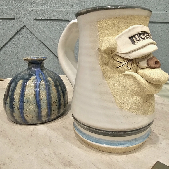 Stoneware Pottery Mug Mahon Folk Art Ugly Face Coffee Mug - Picture 7 of 7